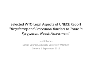 WTO Legal Aspects of UNECE Report "Regulatory and Procedural