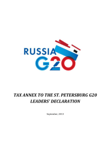Tax Annex to the Saint Petersburg G20 Leaders' Declaration