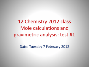 12 Chemistry 2012 class Volumetric Analysis: test #1