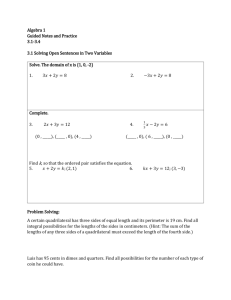 Algebra 1 H 3.1-3.4 Guided Notes