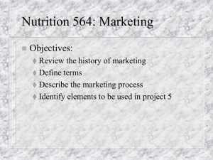Nutrition 564: Marketing - University of Washington