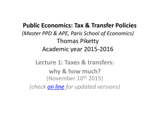 Public Economics: Tax & Transfer Policies