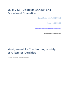 Contexts of AVE – Assignment 1 – The learning society and learner