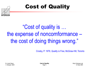 Opportunity to Reduce Real Costs