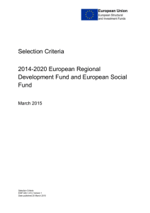 Selection criteria for the 2014 to 2020 European Regional