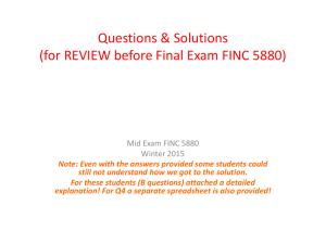 Mid Exam FINC 5880 Fall 2 2015 DETAILED