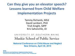 Presentation at National Conference on Child Abuse and Neglect