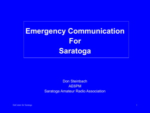 EmComm for Saratoga