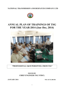 TSG Annual Training plan for 2014