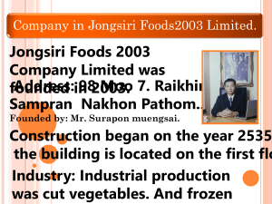 Company Profile - Jongsiri food 2003 Co.,Ltd