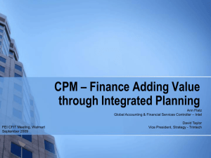 CPM – Finance Adding Value through Integrated Planning