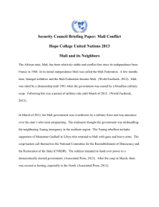 Mali Conflict Hope College United Nations 2013 Mali and its