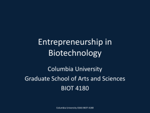 Entrepreneurship in Biotechnology