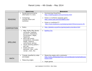 Parent Links – 4th Grade – May 2014 Objectives Resources