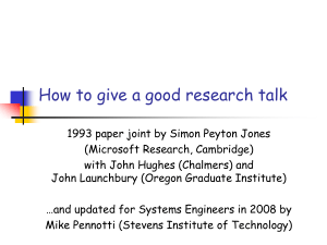 How to give a good research talk - Stevens Institute of Technology