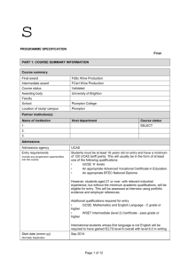 FdSc Wine Production Programme Specification