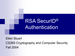 RSA SecurID Authentication - Department of Computer Science