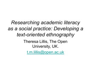 Researching academic literacy as a social practice