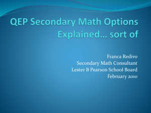 QEP Secondary Math Options Explained* sort of
