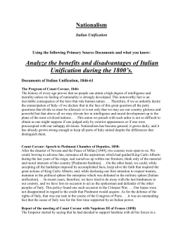 an analysis of the unification of italy an analysis of the unification of italy