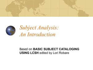 Subject Analysis: An Introduction