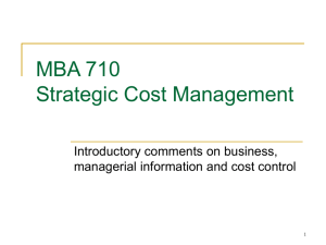 MBA 710 Strategic Cost Management