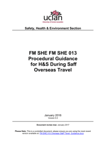 The procedural guidance for the management of health and safety