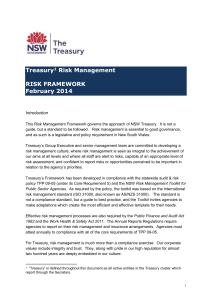 Treasury1 Risk Management - Risk Framework