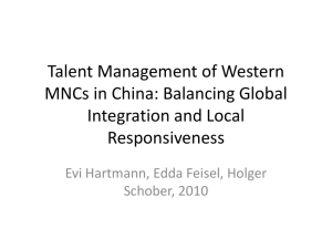 Talent Management of Western MNCs in China: Balancing Global