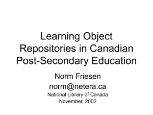 Object Repositories in Canadian Post-Secondary