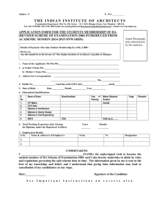 Application form for the student Membership of IIA