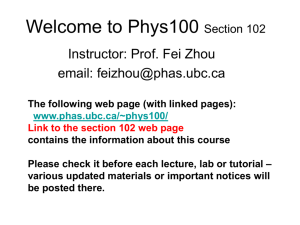 Phys100 Lecture One - UBC Physics & Astronomy