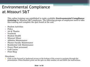 Missouri S&T Staff Regulatory Compliance Training