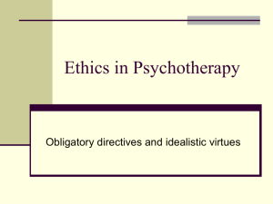 Ethics in Psychotherapy - University of Illinois at Urbana