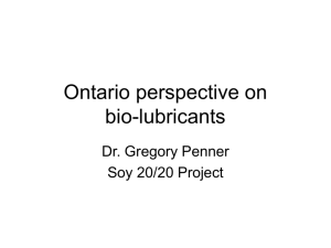 Ontario perspective on bio-lubricants