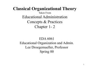 Classical Organizational Theory Taken From Educational