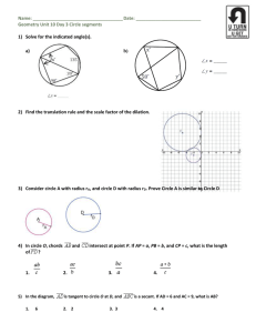 Name: Date: Geometry Unit 10 Day 3 Circle segments Solve for the