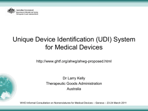Unique Device Identification (UDI) System for Medical Devices