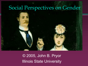 Social Perspectives on Gender - the Department of Psychology at