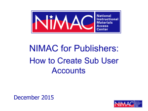 NIMAC for Publishers: How to Create Sub User Accounts