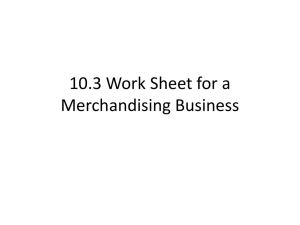 Worksheet for merchandising business