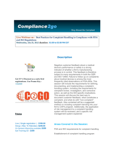 Best Practices for Complaint Handling in