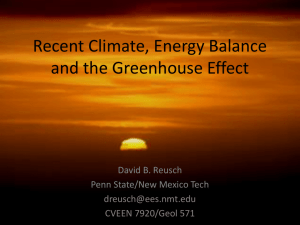 Recent Climate, Energy Balance & Greenhouse Effect PowerPoint