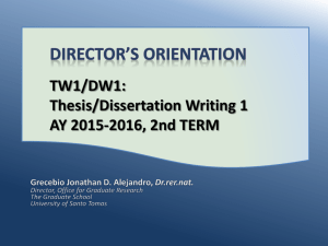 TW1/DW1 Orientation 2015-2016 2nd term - UST