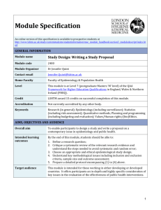 2400 Study Design Writing a Study Proposal Module Specification