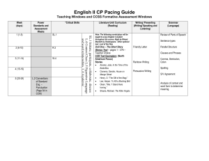 English II CP Pacing Guide