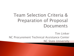 Team Selection Criteria & Preparation of Proposal Documents