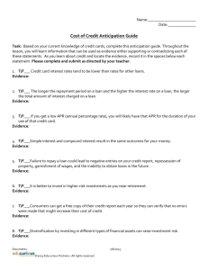 UNIT 3 LESSON 8- Cost of Credit Anticipation Guide
