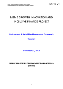 MSME Growth Innovation & Inclusive Finance Project