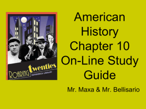 American History Chapter 10 On-Line Study Guide